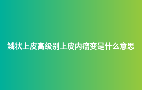 鳞状上皮高级别上皮内瘤变是什么意思